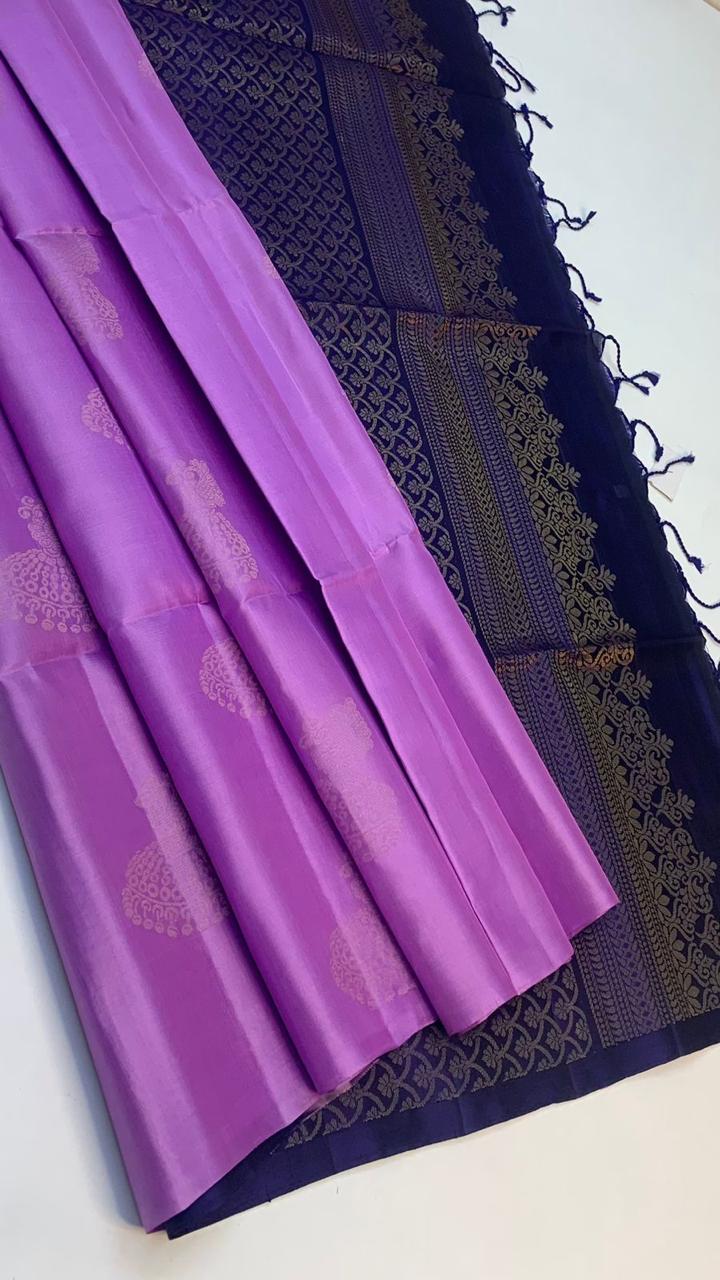 Pure handloom borderless Double warp soft silk sarees collections with self colour contrast Pallu and blouse