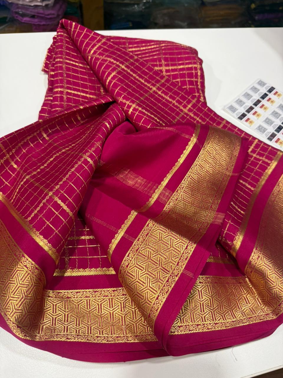 Pure Mysore silk sarees 
120grm thickness All exclusive pattern  with beautiful colour