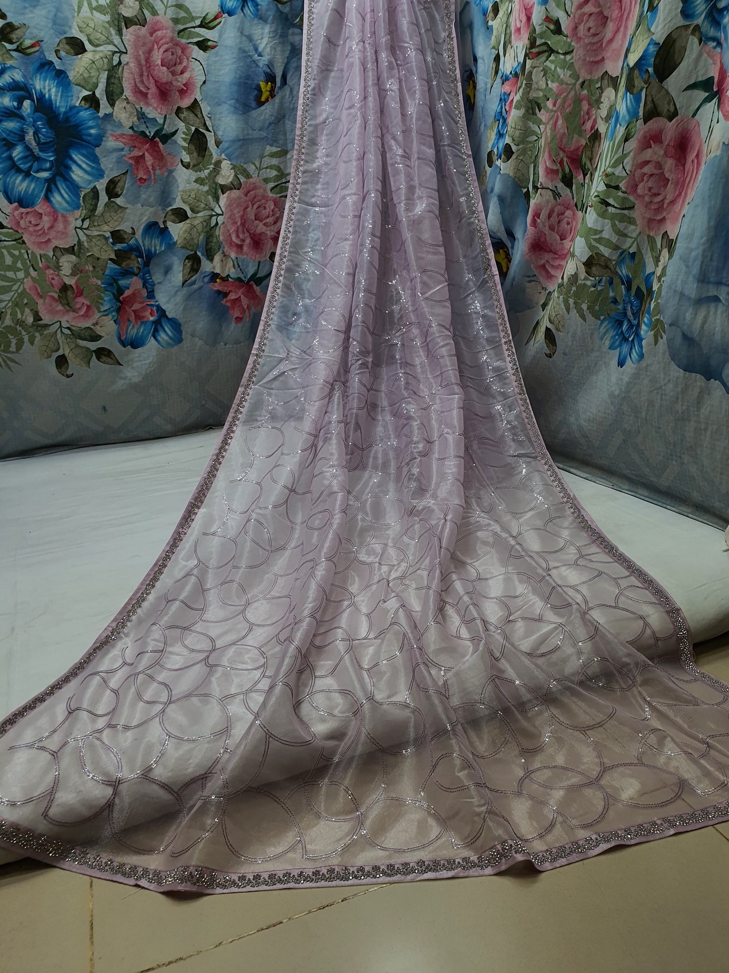 Allover self sequence work on jimmy choo*Saree