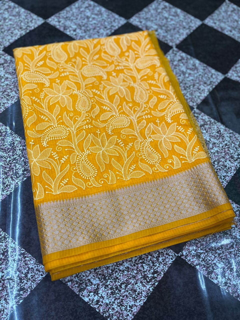 Banarasi Kora Organza Silk Sarees Very Good Quality With Very Beautiful Embroidery Chickenkari Work Weaving Design Border