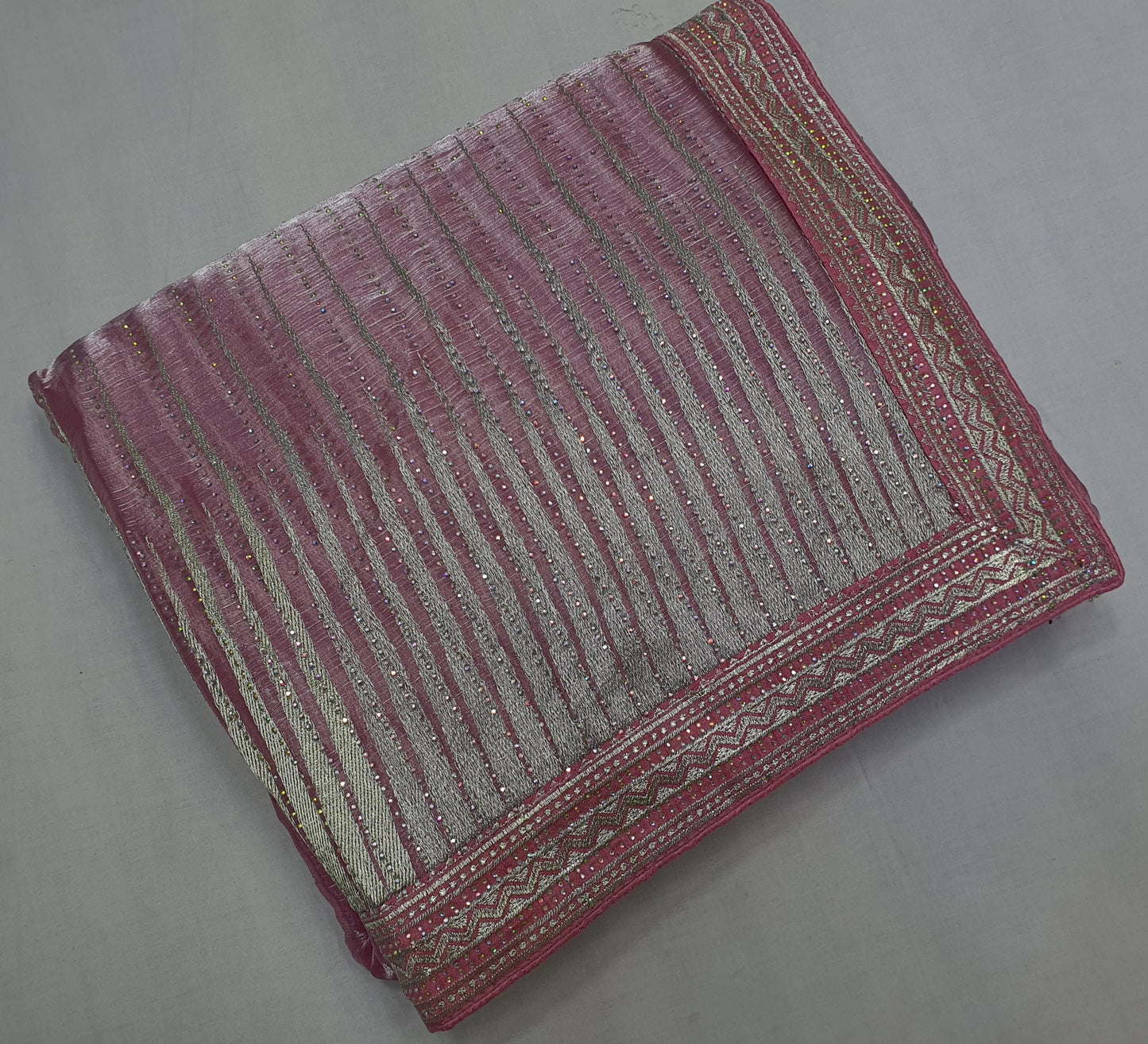 ALLOVER DESIGNER SILVER JARI WORK AND SWAROSKI STONE ON JIMMY CHOO* Saree