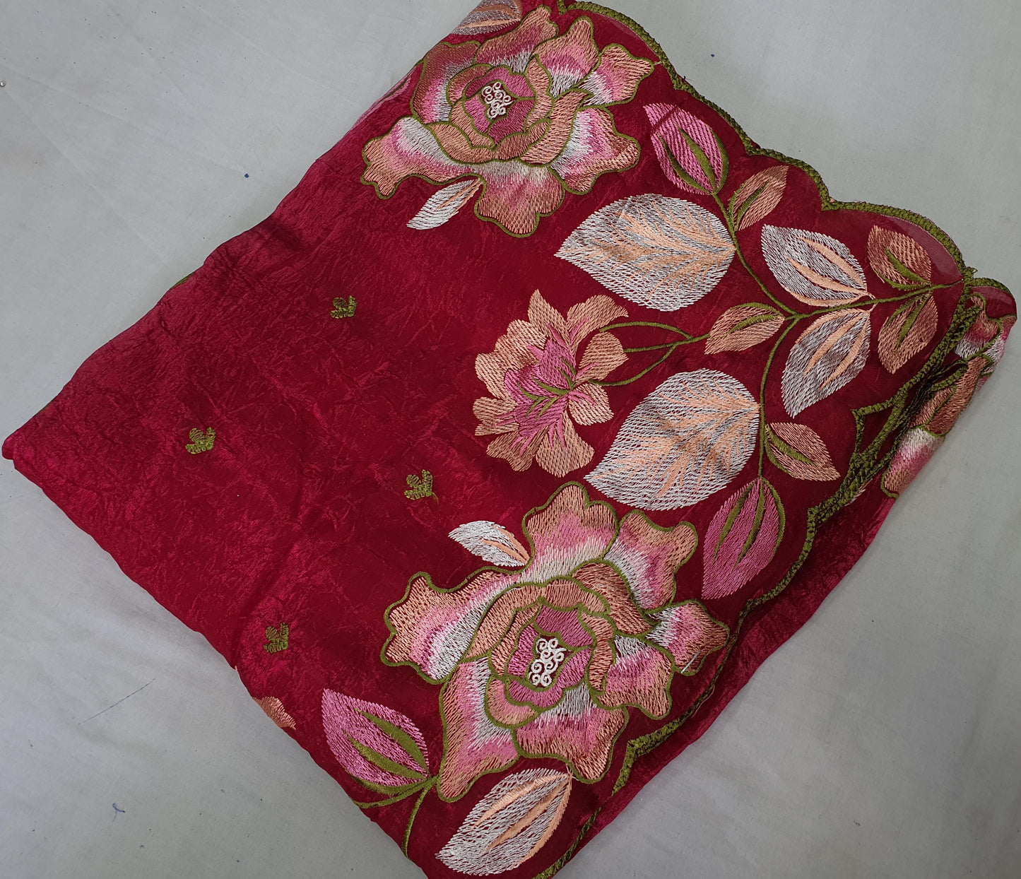 ALLOVER PARSI BORDER AND ALLOVER BUTTI ON CRUSH GEORGETTE saree