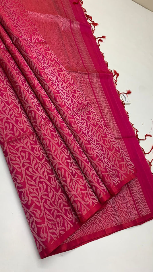 Pure handloom  borderless Allself bridal Double warp soft silk sarees collections ..with contrast Pallu and blouse