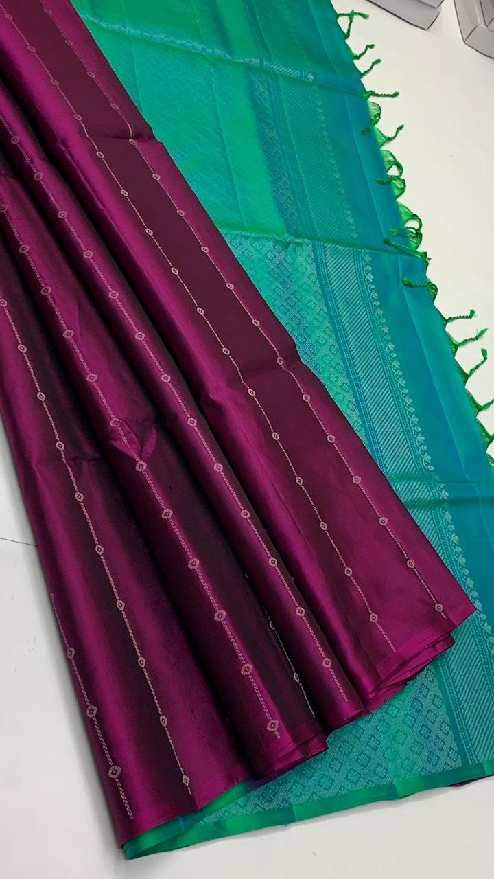 Pure handloom borderless Double warp soft silk sarees collections with self colour contrast Pallu and blouse