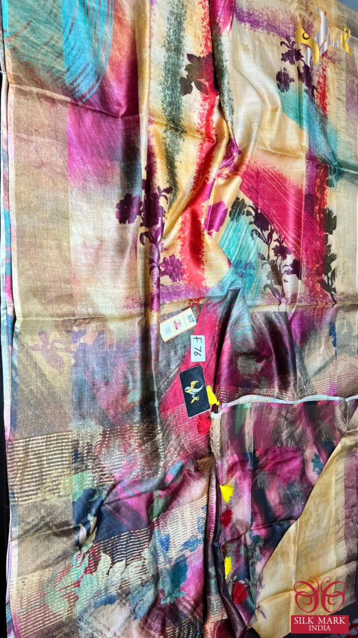 NEW LAUNCH PREMIUM EXPORT QUALITY CONCEPT TUSSAR DIGITAL PRINT SILK SAREES*