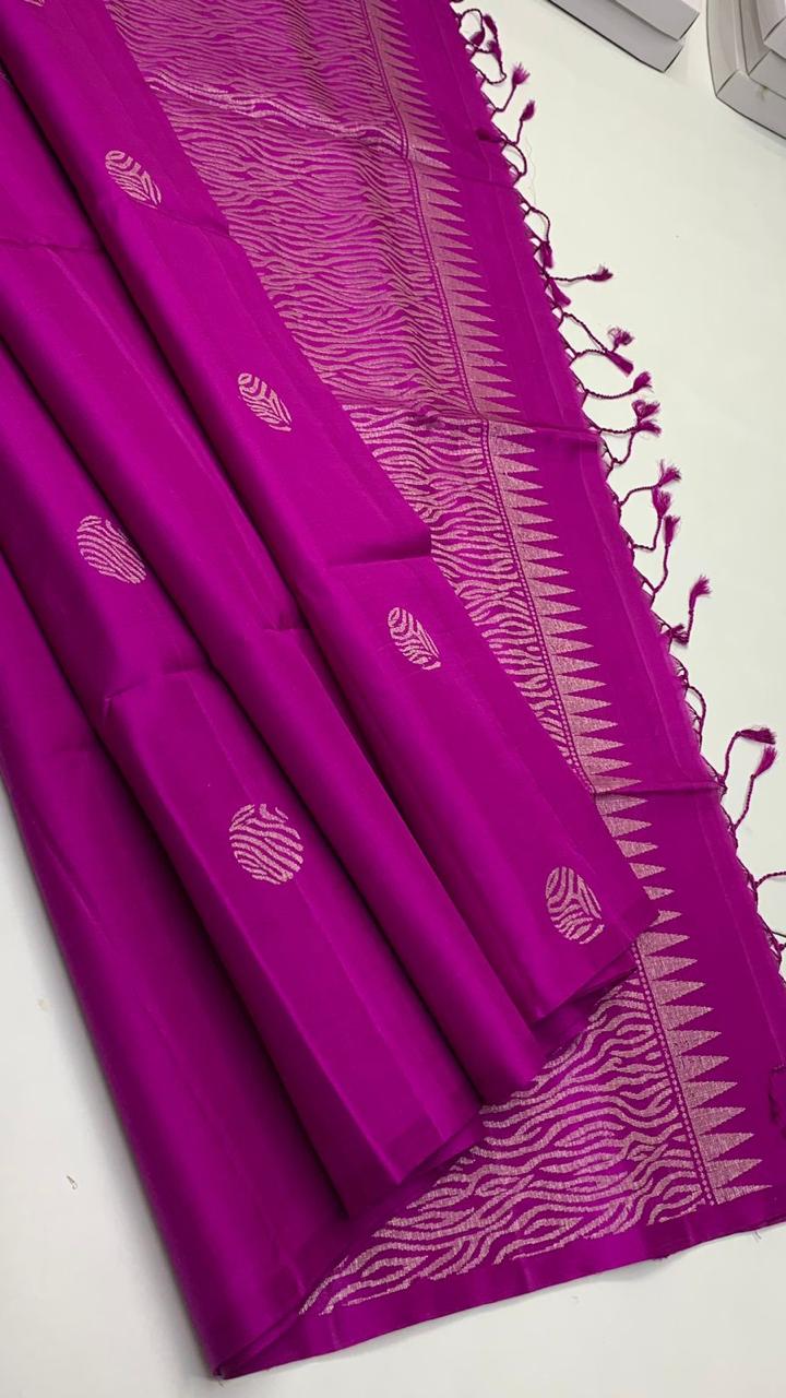 Pure handloom borderless Double warp soft silk sarees collections with self colour contrast Pallu and blouse