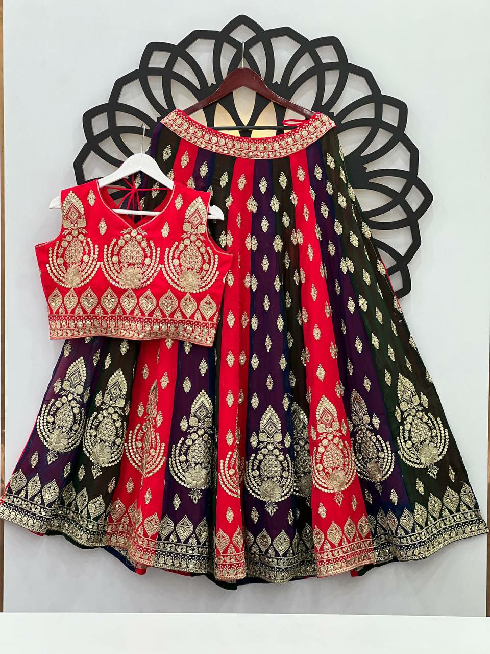 Designer lehenga choli.        Heavy Faux Georgette With Heavy Embroidery Sequence Work With Latkan Dori