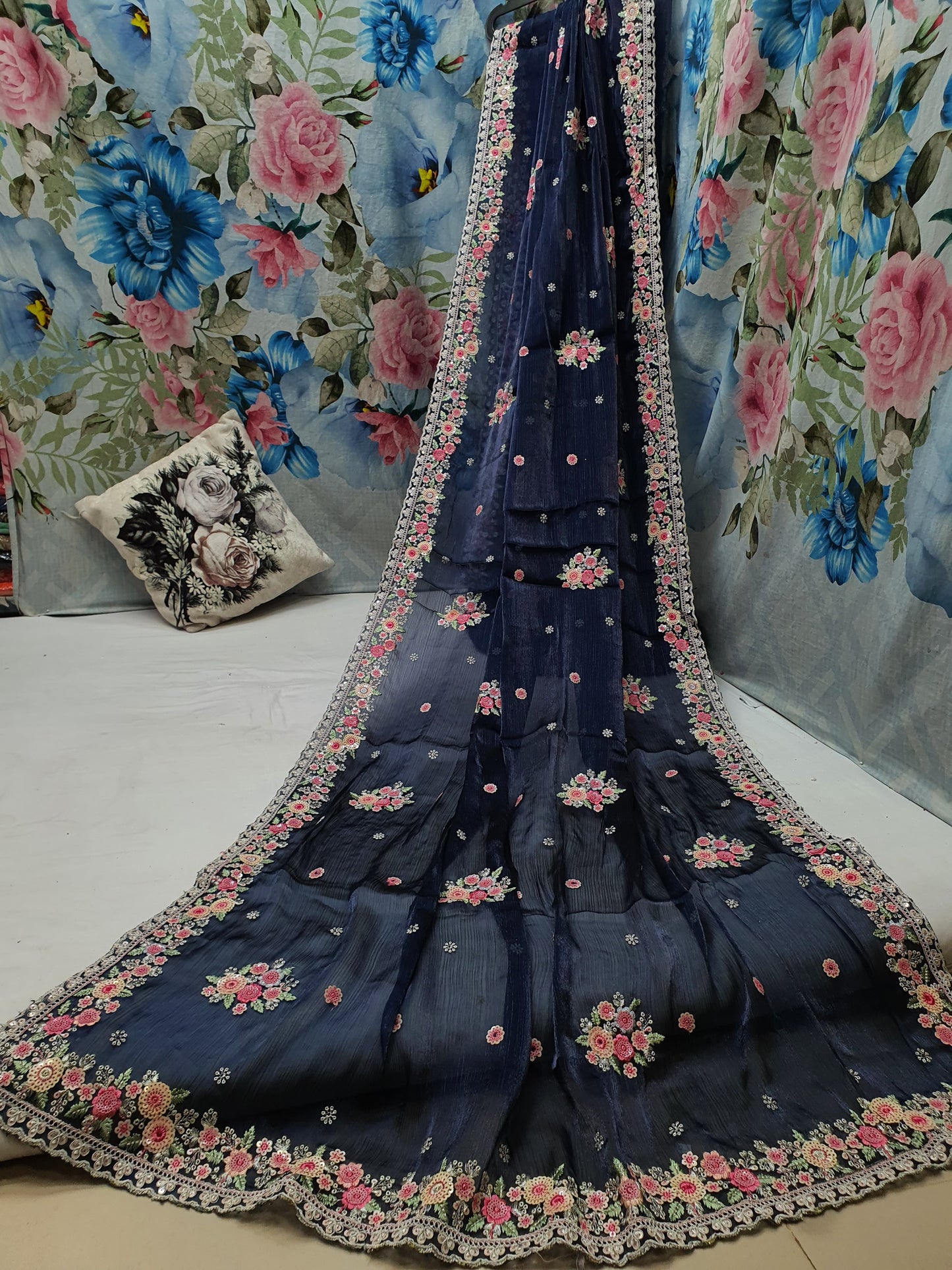 ALLOVER MULTI SEQUENCE WORK AND BORDER ON JIMMY CHOO*Saree