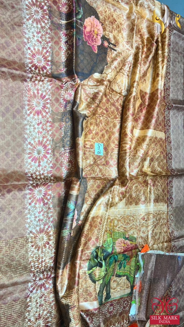 NEW LAUNCH PREMIUM EXPORT QUALITY CONCEPT TUSSAR DIGITAL PRINT SILK SAREES*