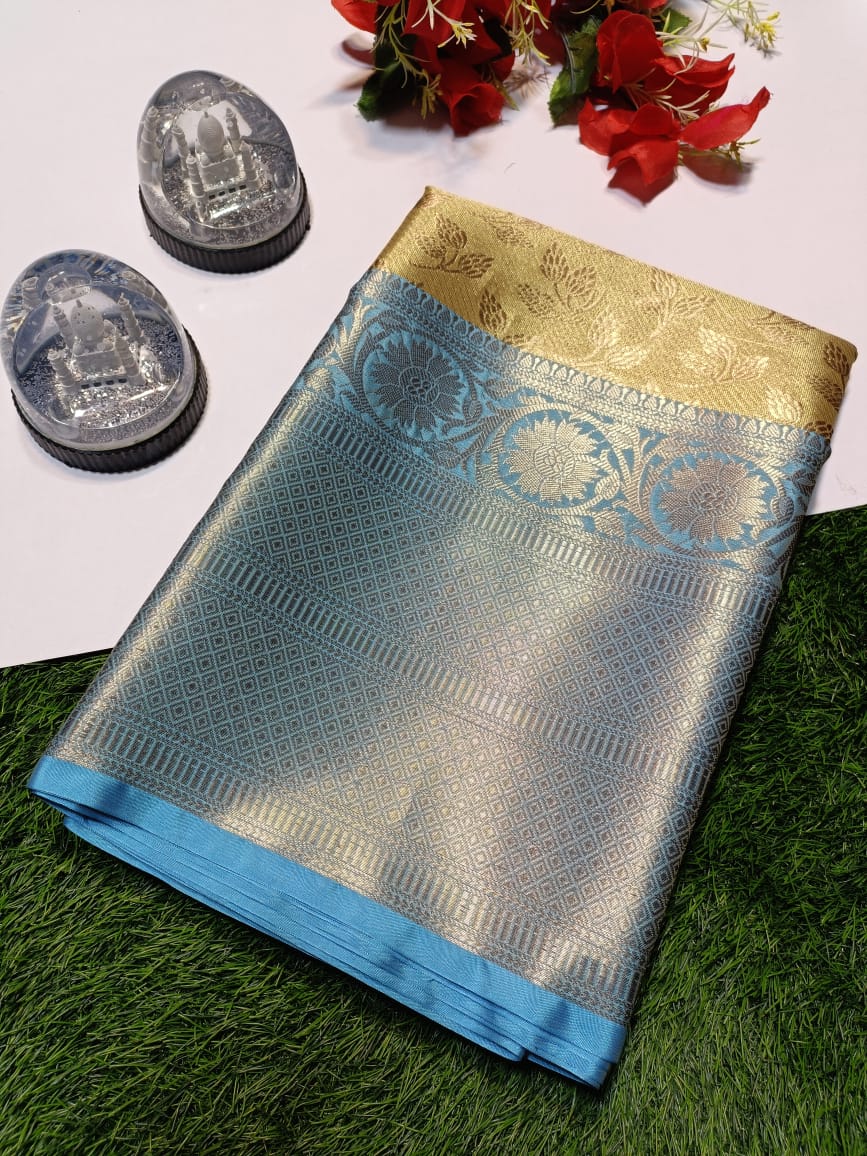 NEW LAUNCH BANARASI ZARI TISSUE SOFT SILK SAREE SATAN BORDER
DESINGER BLOUSE PIECE