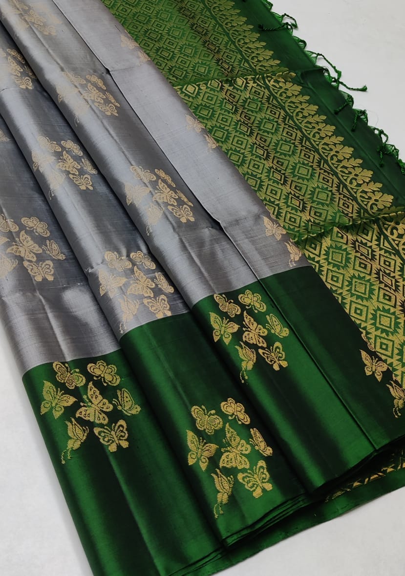 Pure handloom Double warp soft silk saree
Without border