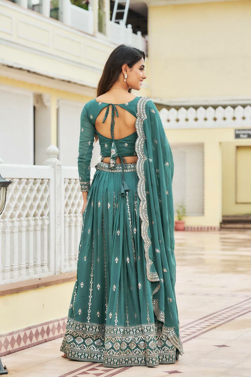 Perfect functions Lengha Choli
Fabric: Fox Georgette 
Work:-Heavy 7mm Sequence Work