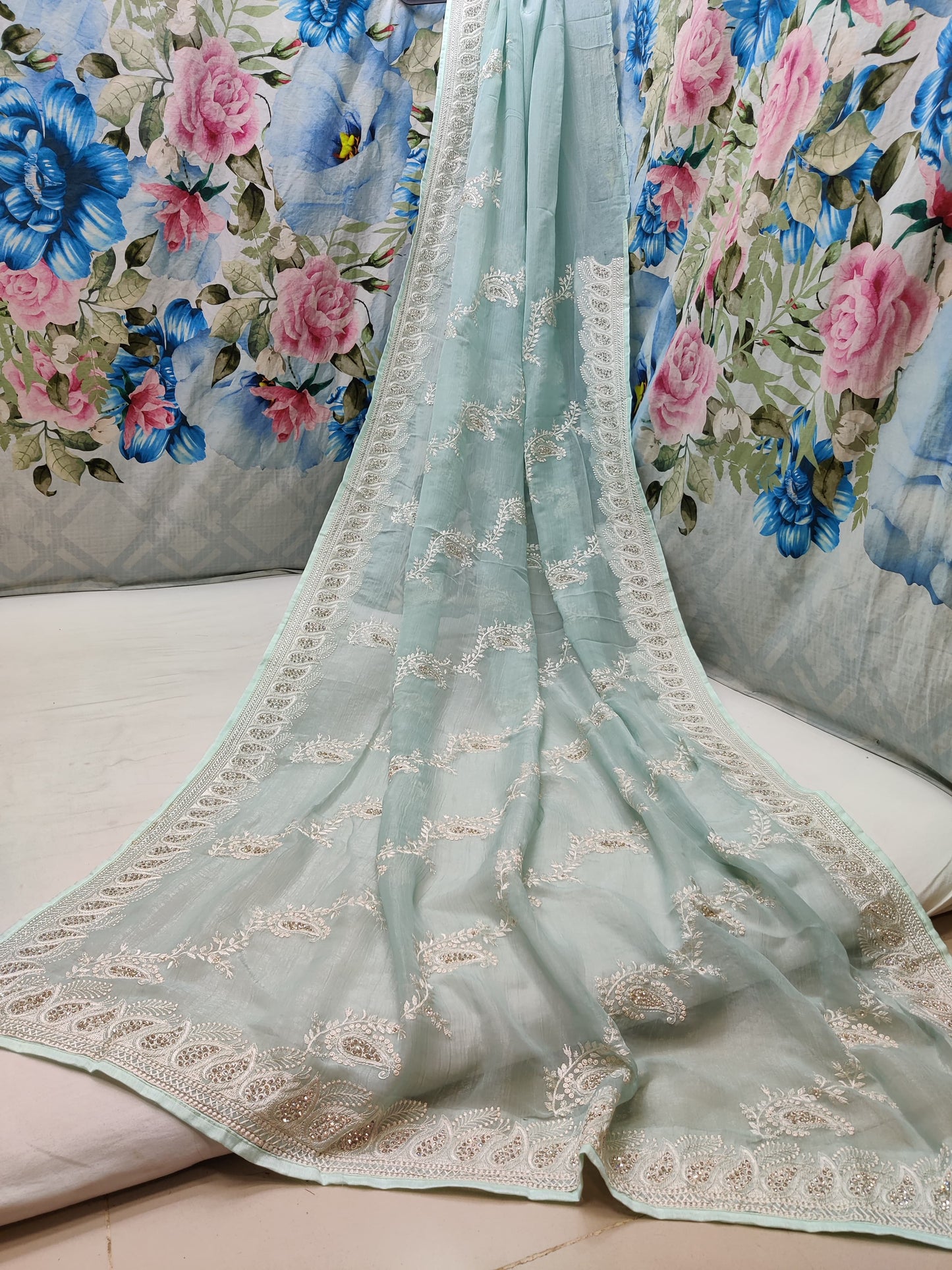 ALLOVER REASHAM JALL AND BORDER ON GEORGETTE* Saree