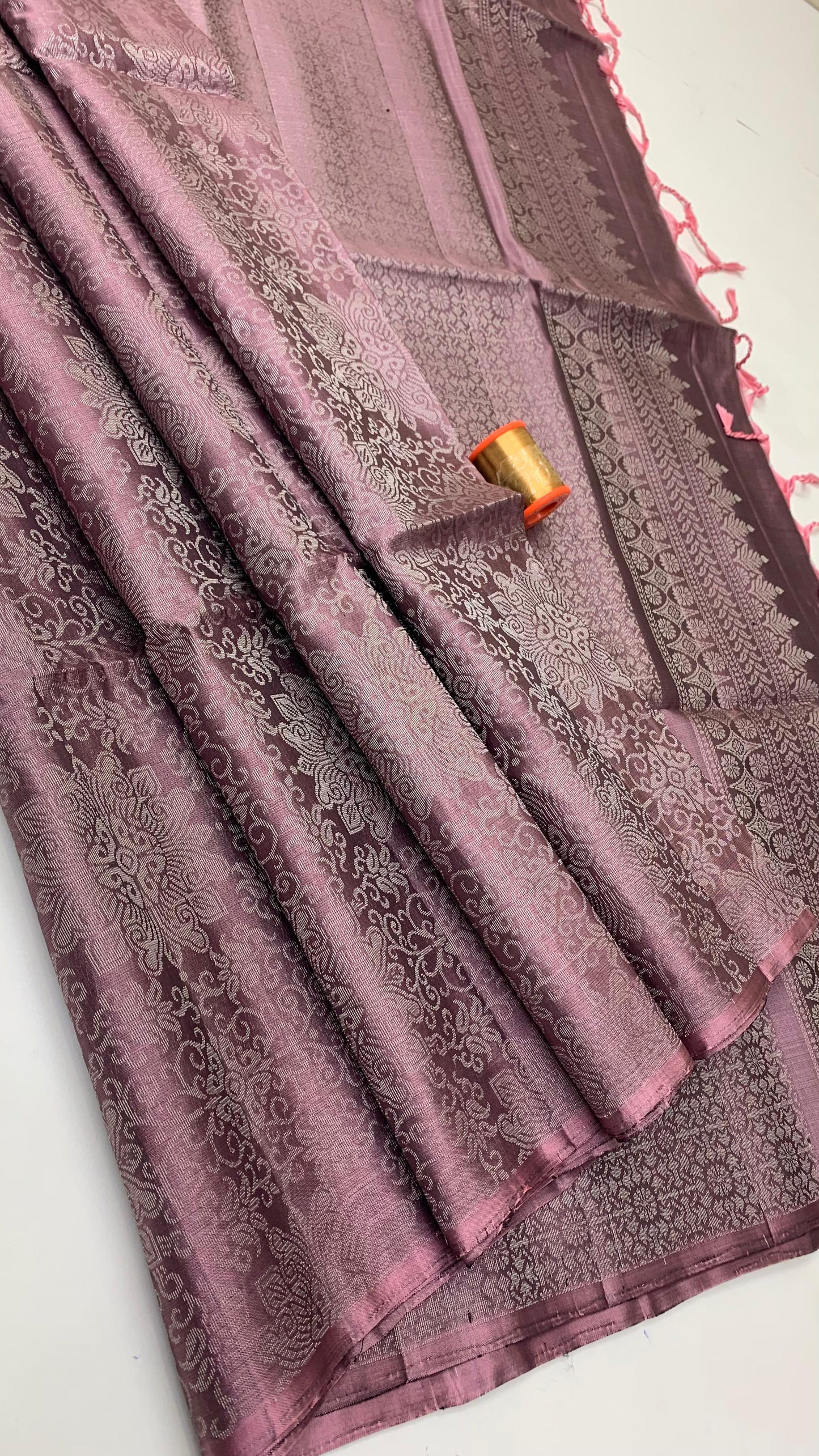 Pure handloom borderless  Bridal Double warp soft silk sarees collections