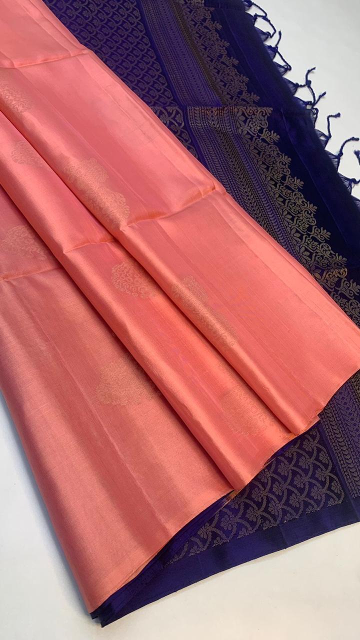 Pure handloom borderless Double warp soft silk sarees collections with self colour contrast Pallu and blouse