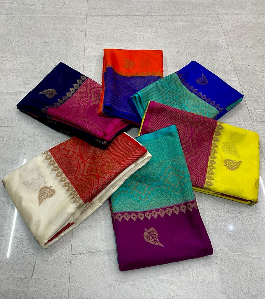 Handwoven Banarasi Dyeble Dupian Silk Saree*
