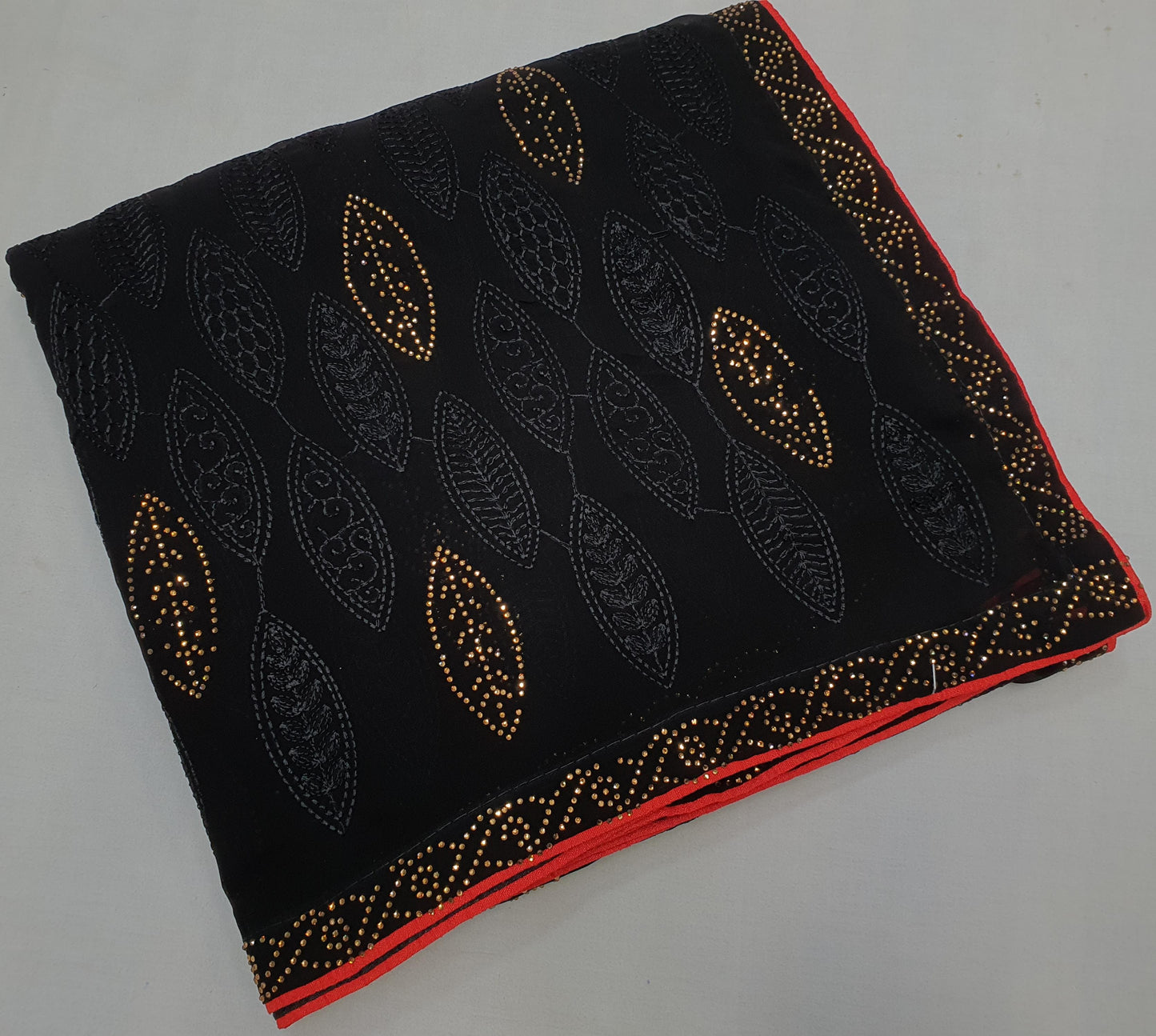 ALLOVER SELF REASHAM JALL WITH SWAROSKI STONE WORK ON GEORGETTE*Saree