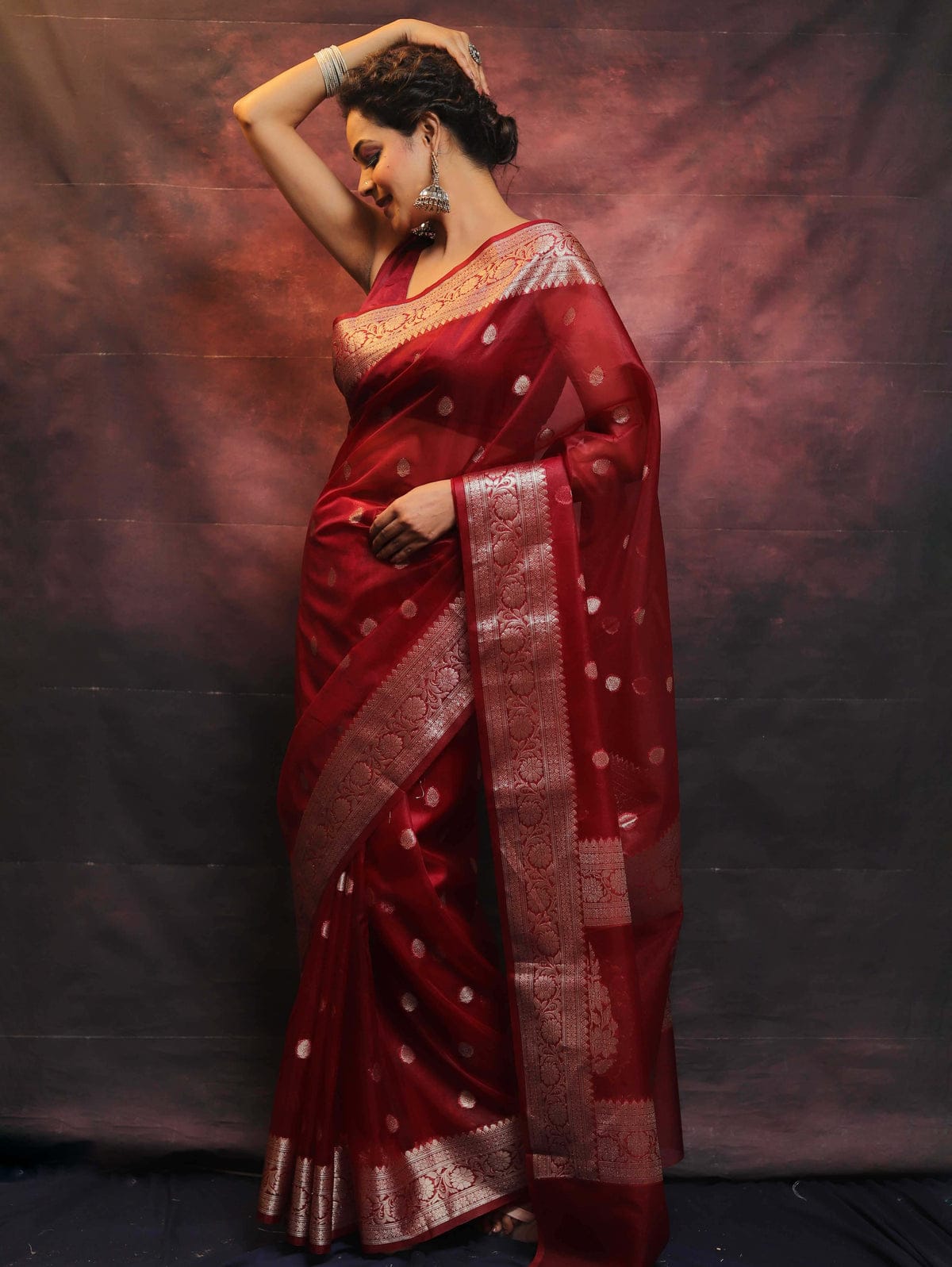 BANARASI SEMI KORA ORGANZA DYBLE SILK SAREES VERY GOOD QUALITY WEAVING DESIGN
