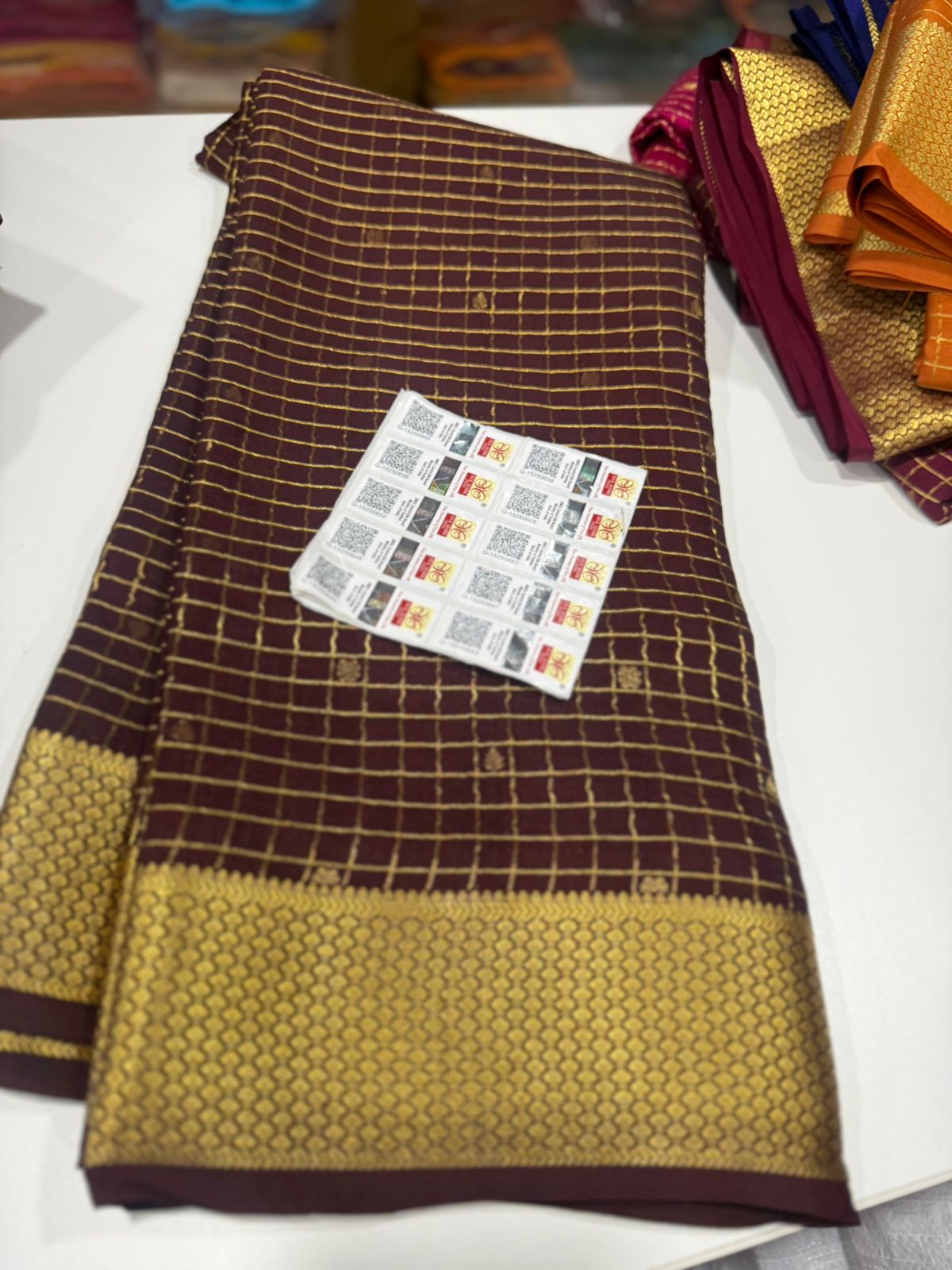 Pure Mysore silk sarees 
120grm thickness All exclusive pattern  with beautiful colour