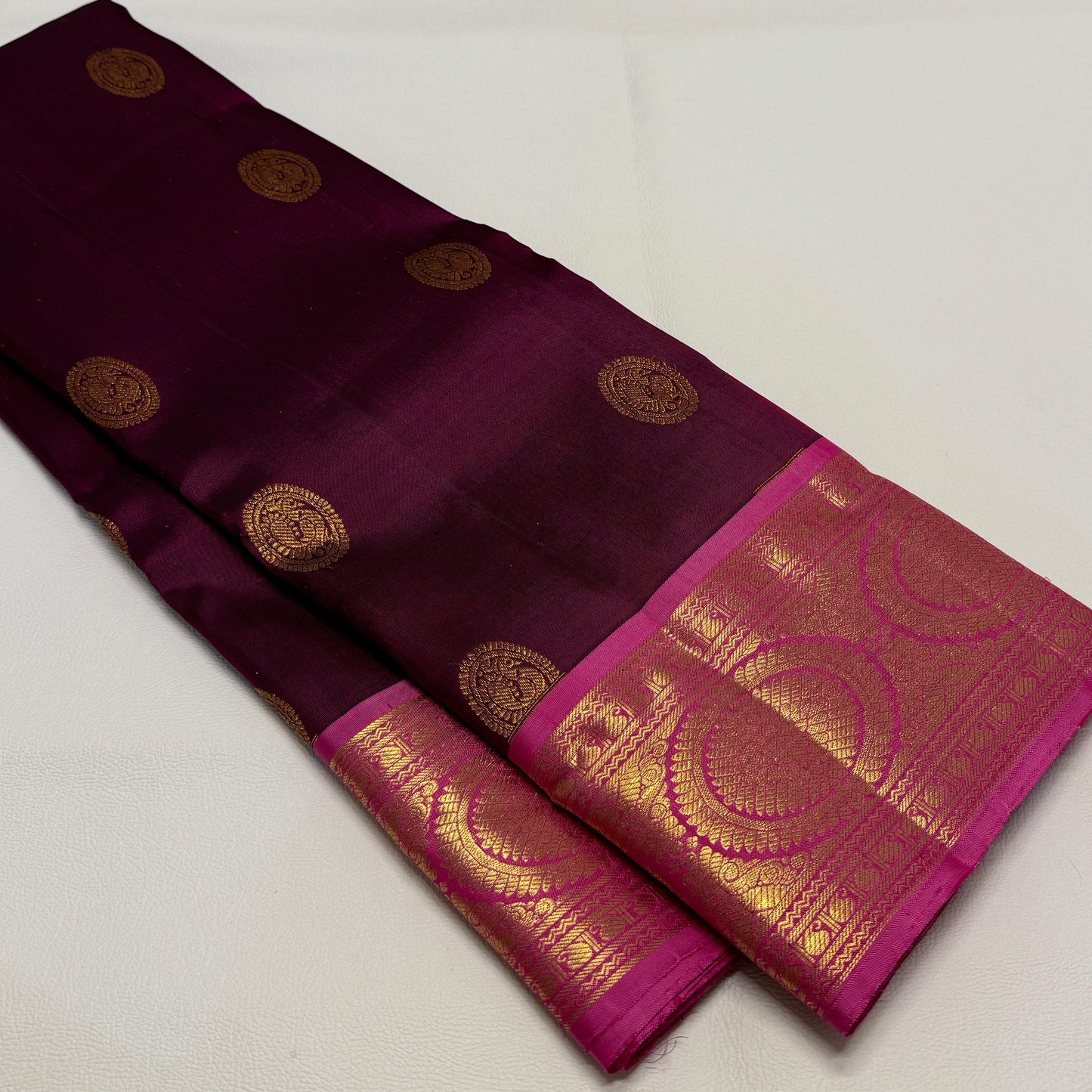 Kanjivaram pure silk handloom double warp contrast grand pallu and blouse *Gold zari 2g*