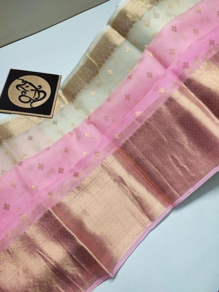 BANARASI KORA ORGANZA DYBLE SILK SAREES GOOD QUALITY WEAVING DESIGN