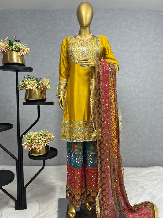 KURTI WITH PLAZZO AND DUPATTA SUIT SET