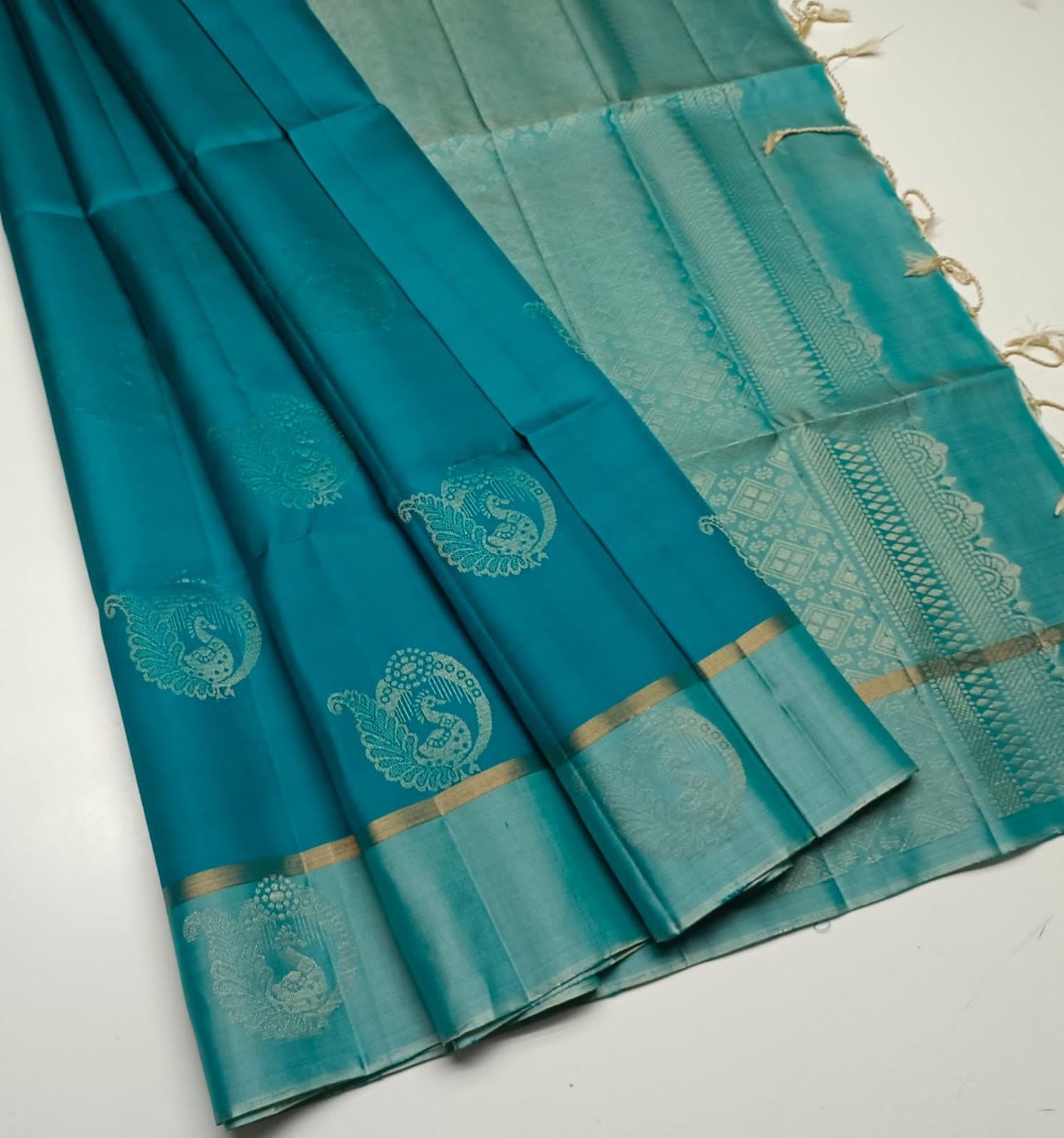 Pure handloom fancy design borderless Double warp soft silk sarees collections with contrast Pallu and blouse