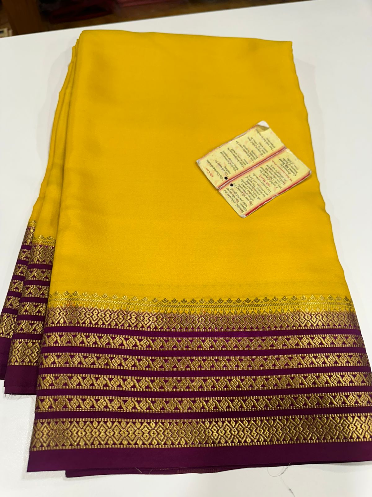 Pure Mysore silk sarees 
110 grm thickness  
Silk mark certified
Traditional lines border mysore silk sarees which comes with beautiful color combination