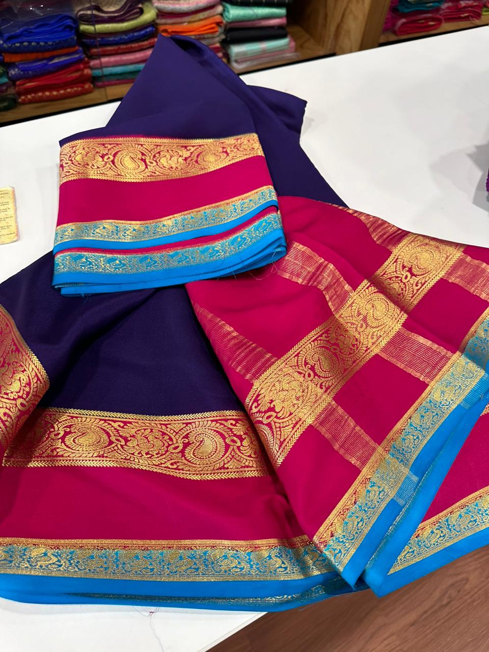 Pure  Mysore silk sarees 
120 grm thickness