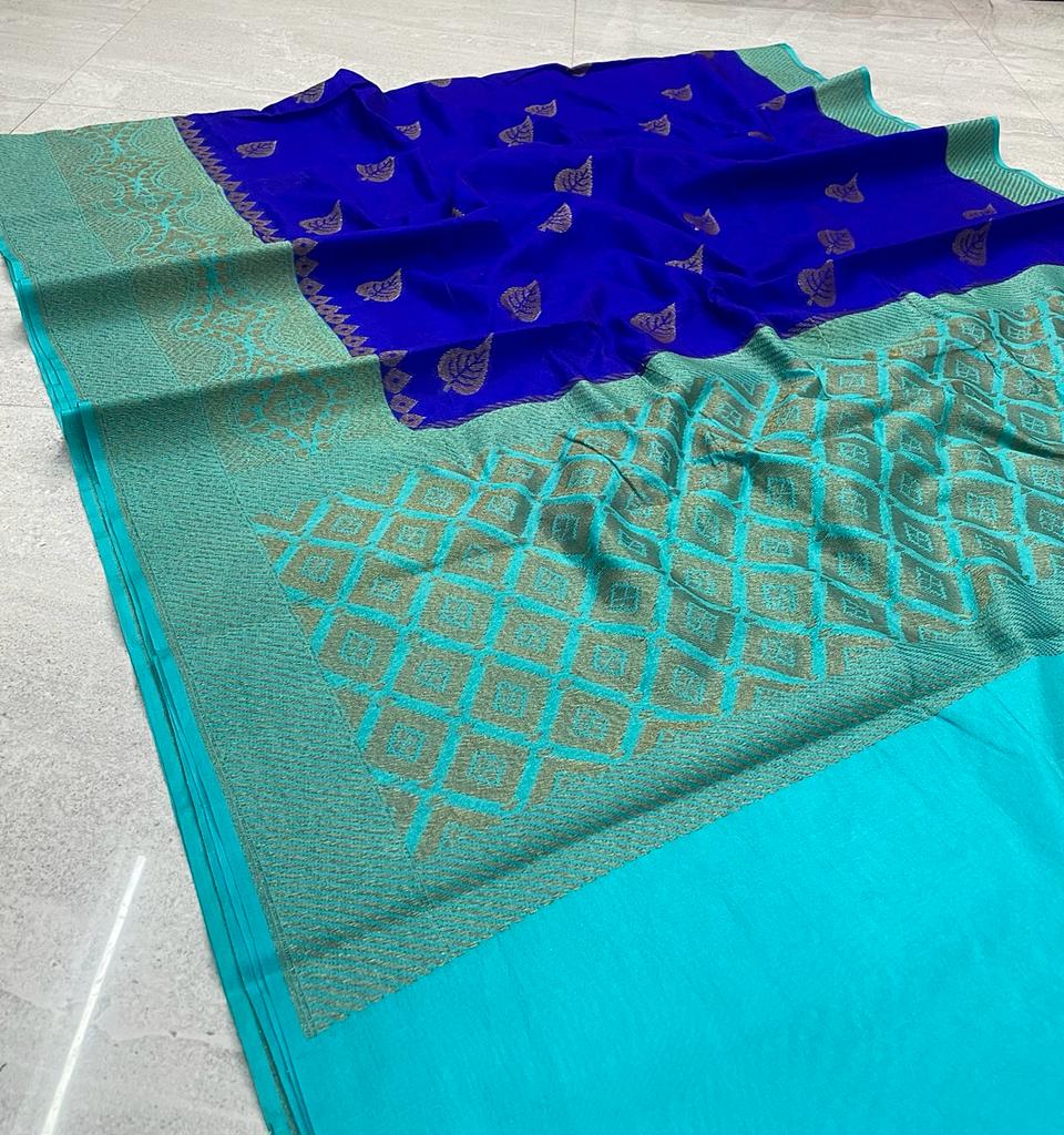 Handwoven Banarasi Dyeble Dupian Silk Saree*