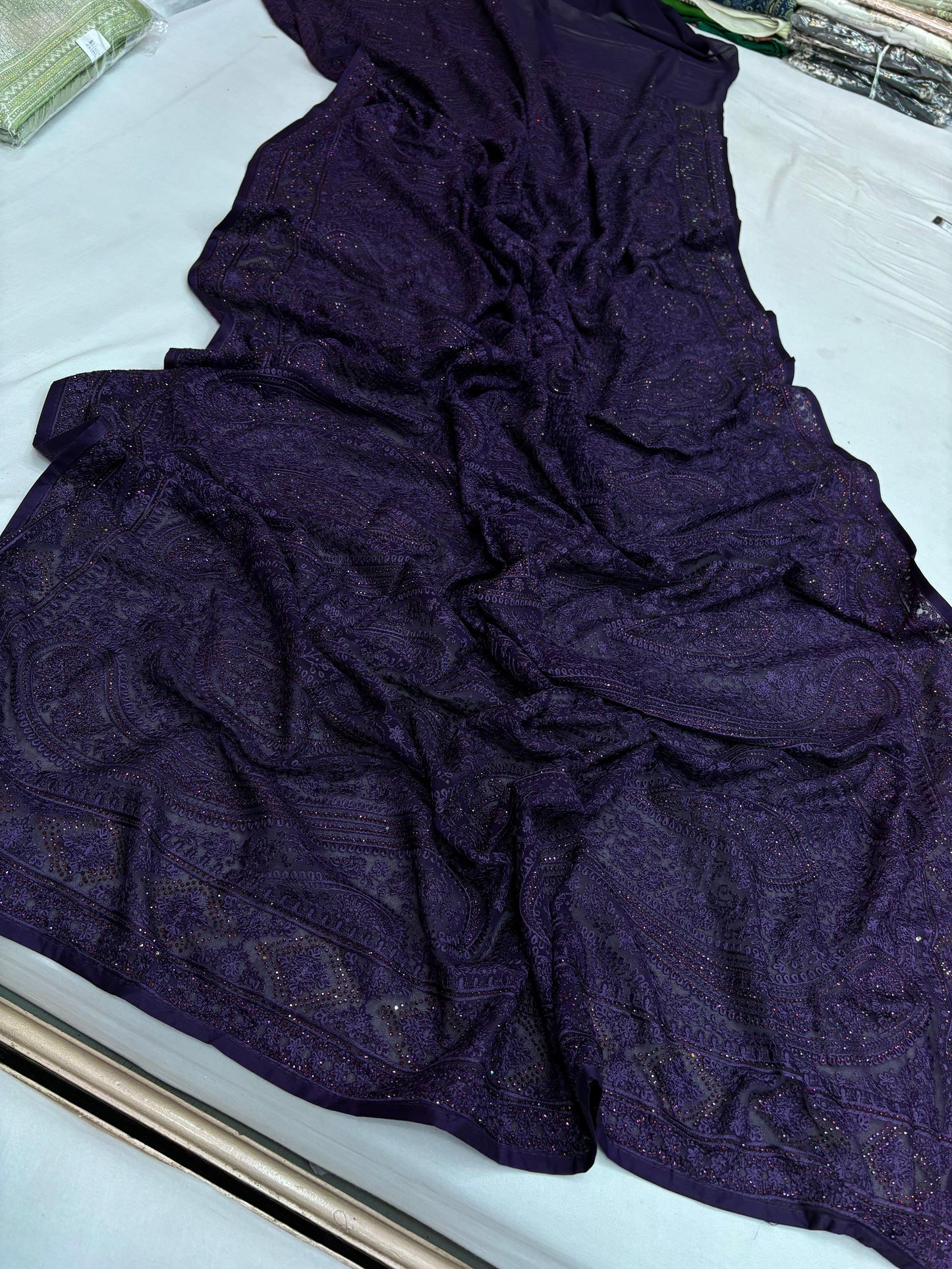 ALLOVER PURE LUCKNOWI CHIKANKARI SAREE ON PURE Georgette Saree