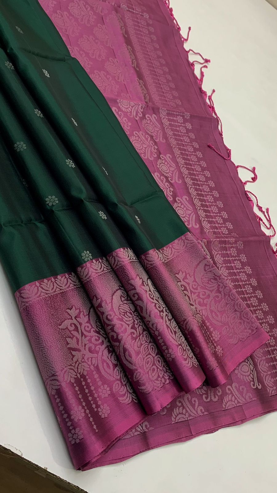 Pure handloom  TURNING BORDER  bridal Double warp soft silk sarees collections ..with contrast Pallu and blouse