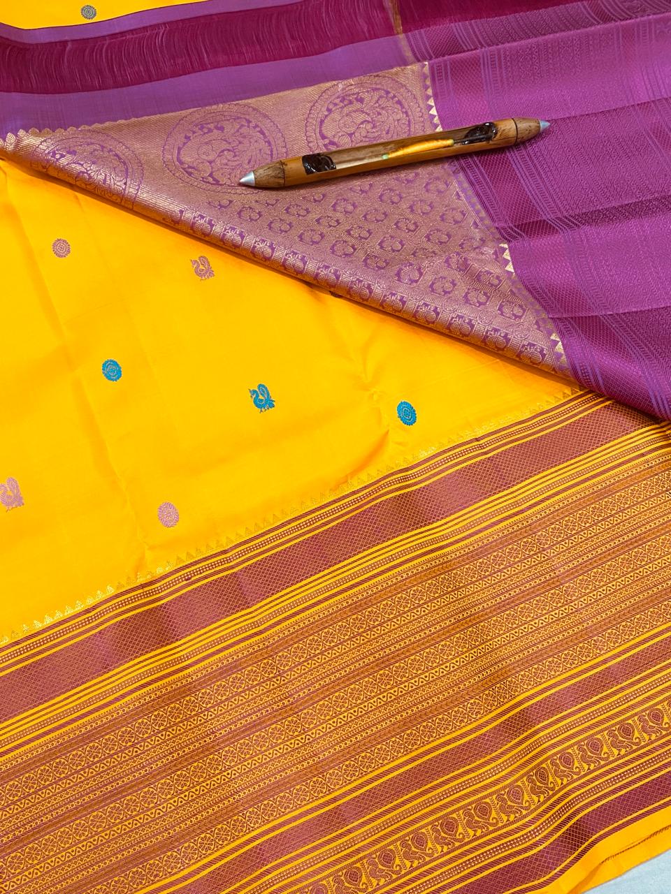 Kanchipuram Handloom pure silk saree
Beautiful fancy Design silk butta  collection beautiful type sarees*