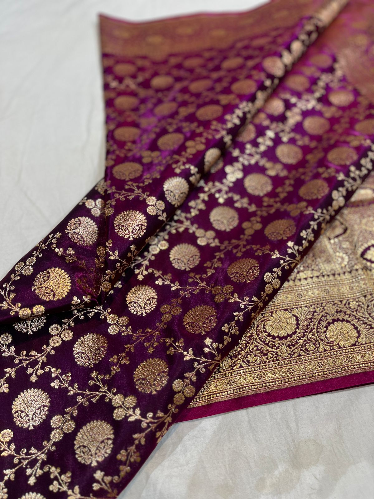 BANARASI HANDLOOM KATAN SILK SAREES GOOD QUALITY WEAVING DESIGN*