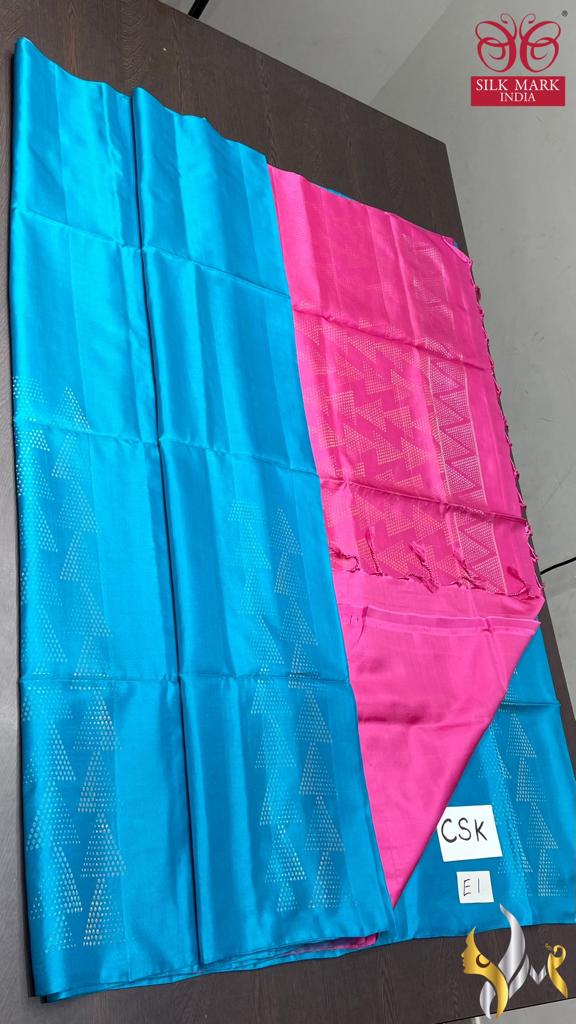 Original kanchipuram handloom double vaarppu soft silk Sarees 
Silkmark certified