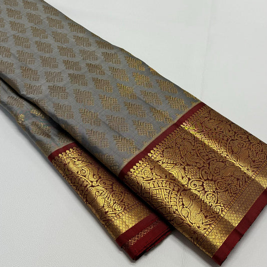 Kanjivaram pure silk handloom double warp contrast grand pallu and blouse *Bridal 1g* 
*SILK MARK TAG WITH HOLOGRAM*