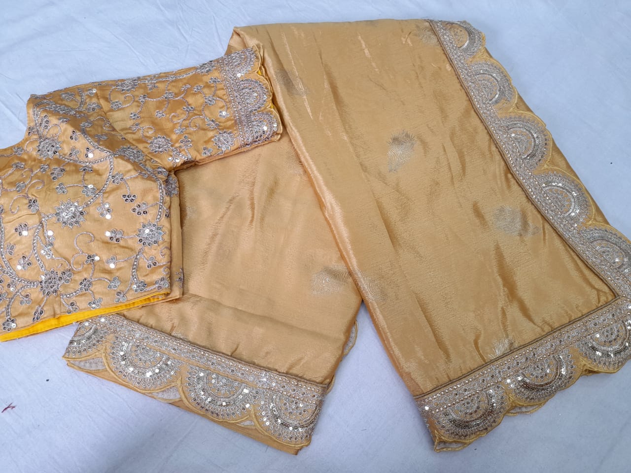 ALLOVER FOIL PRINTED ON VICTRA SILK AND EMBORIDARY DESIGNER BORDER*saree