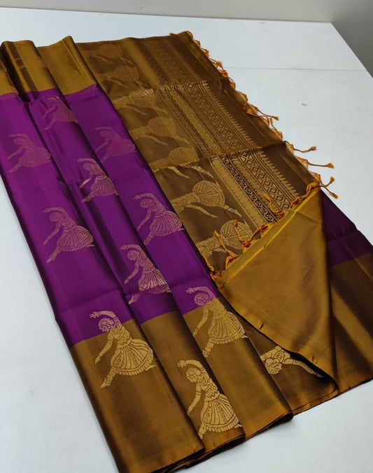 Pure handloom Double warp soft silk saree
Without border