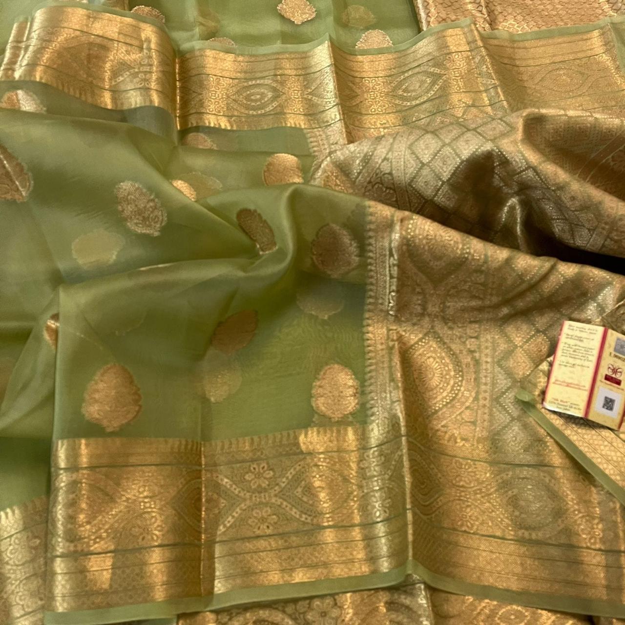 Banarasi Kora Organza Dyble Silk Sarees Good Quality Weaving Design