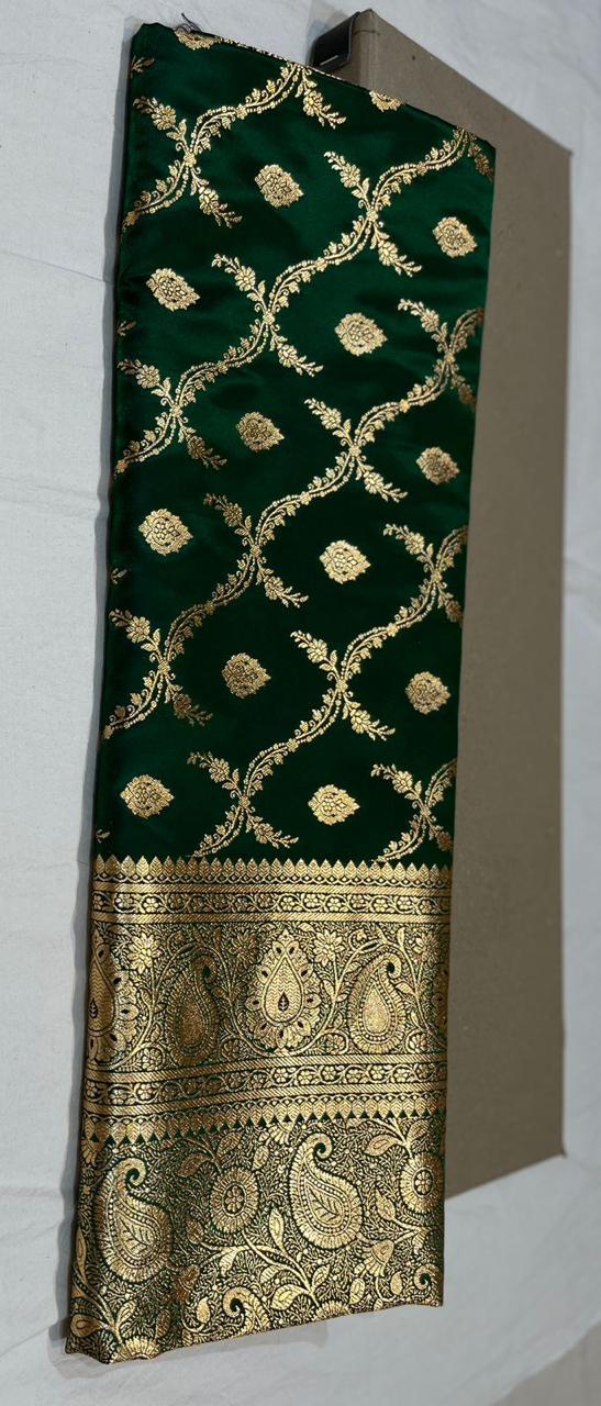 BANARASI HANDLOOM KATAN SILK SAREES GOOD QUALITY WEAVING DESIGN*