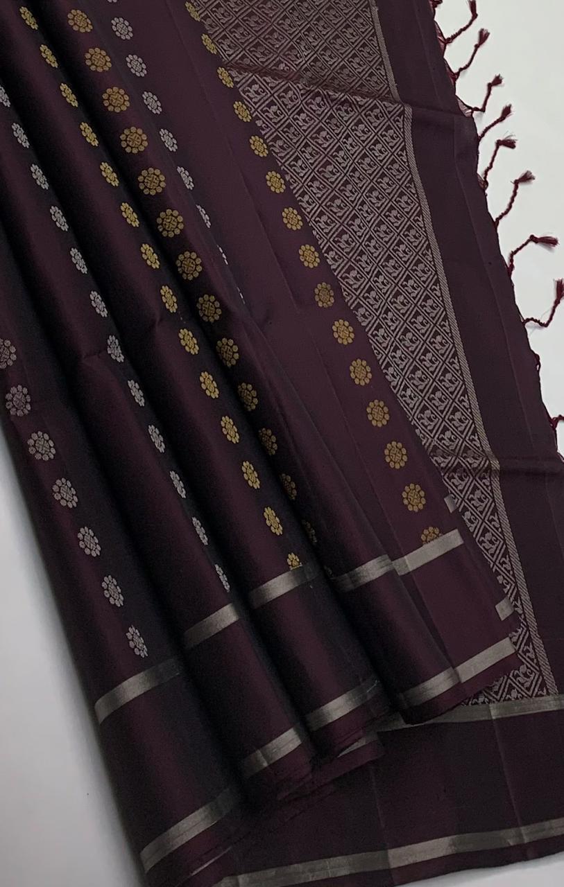 Pure handloom borderless Double warp soft silk sarees collections with self colour contrast Pallu and blouse