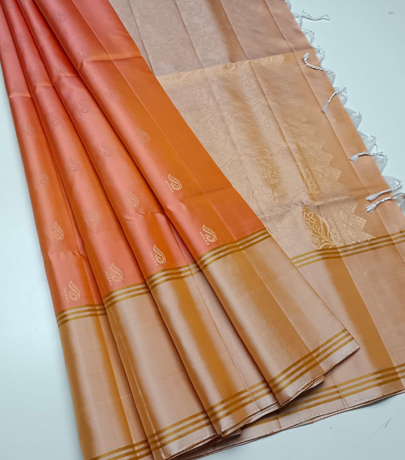 Pure handloom fancy design borderless Double warp soft silk sarees collections with contrast Pallu and blouse