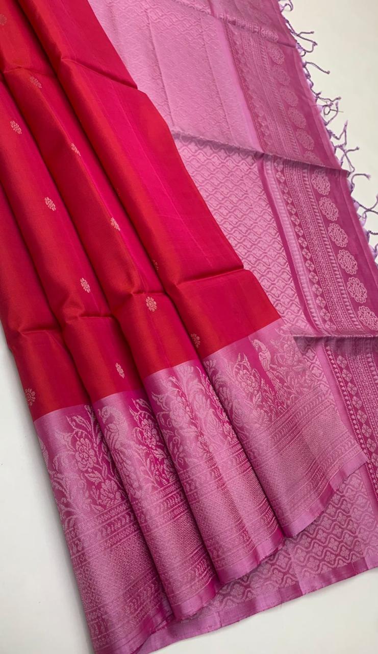 Pure handloom  TURNING BORDER  bridal Double warp soft silk sarees collections ..with contrast Pallu and blouse