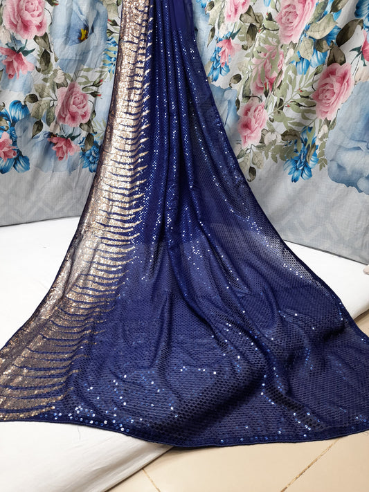 ALLOVER SEQUENCE WORK  ON GEORGETTE*Saree
