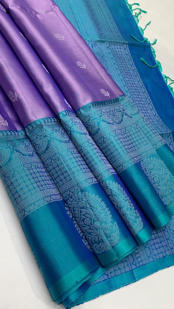 Pure handloom  TURNING BORDER  bridal Double warp soft silk sarees collections ..with contrast Pallu and blouse