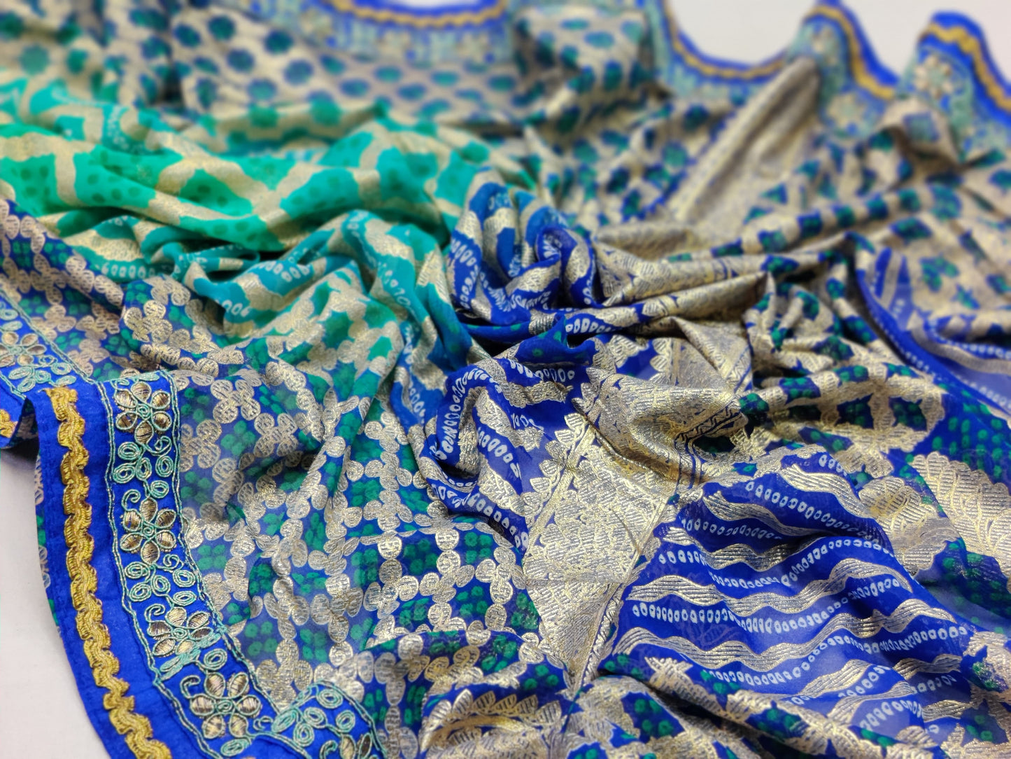Soft Badhani Ghadchola saree With tie and dye print