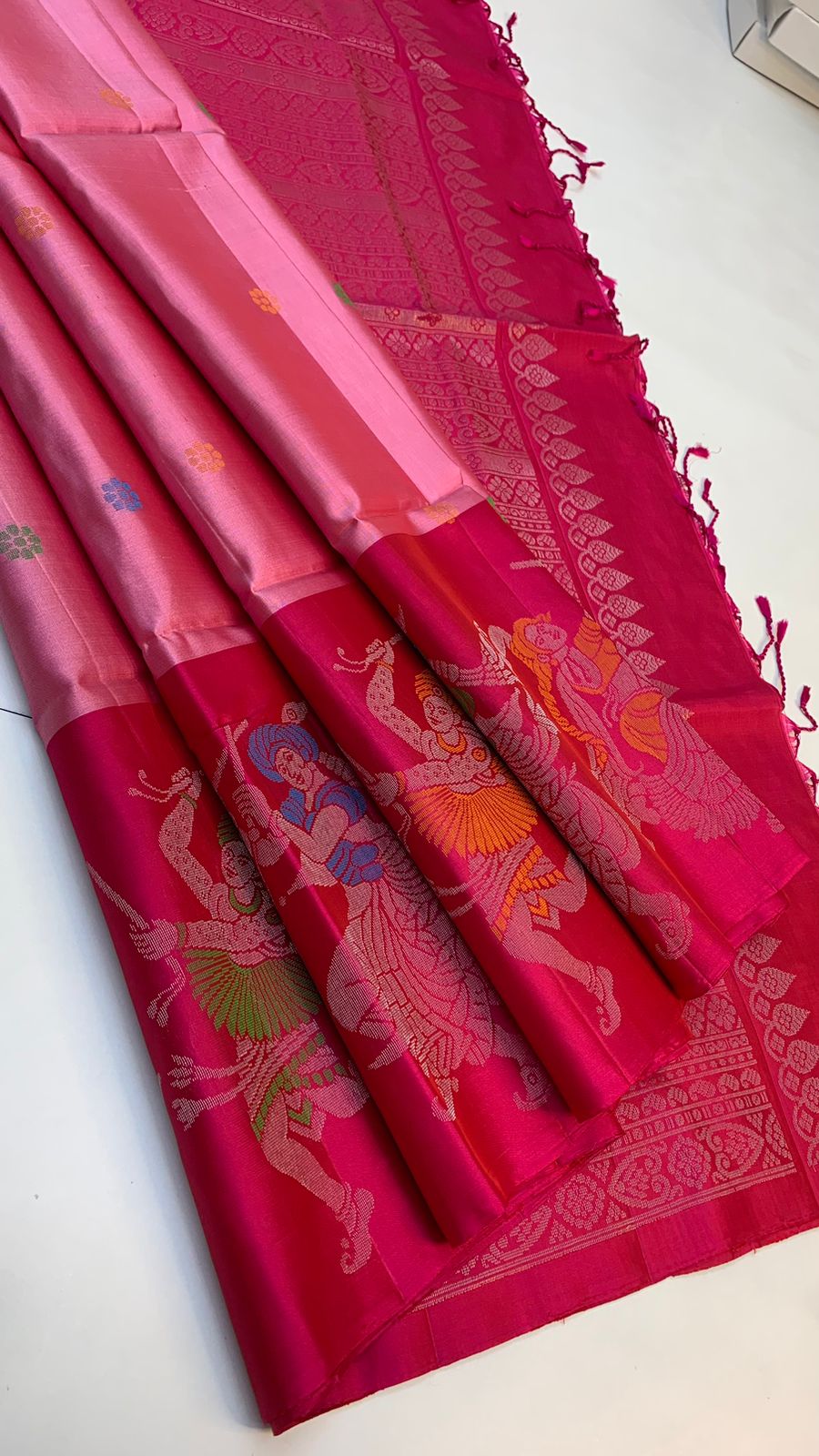 Pure handloom  TURNING BORDER  bridal Double warp soft silk sarees collections with contrast Pallu and blouse