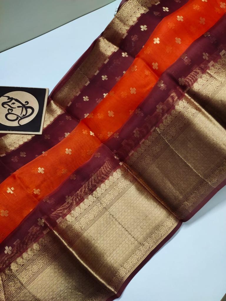 BANARASI KORA ORGANZA DYBLE SILK SAREES GOOD QUALITY WEAVING DESIGN