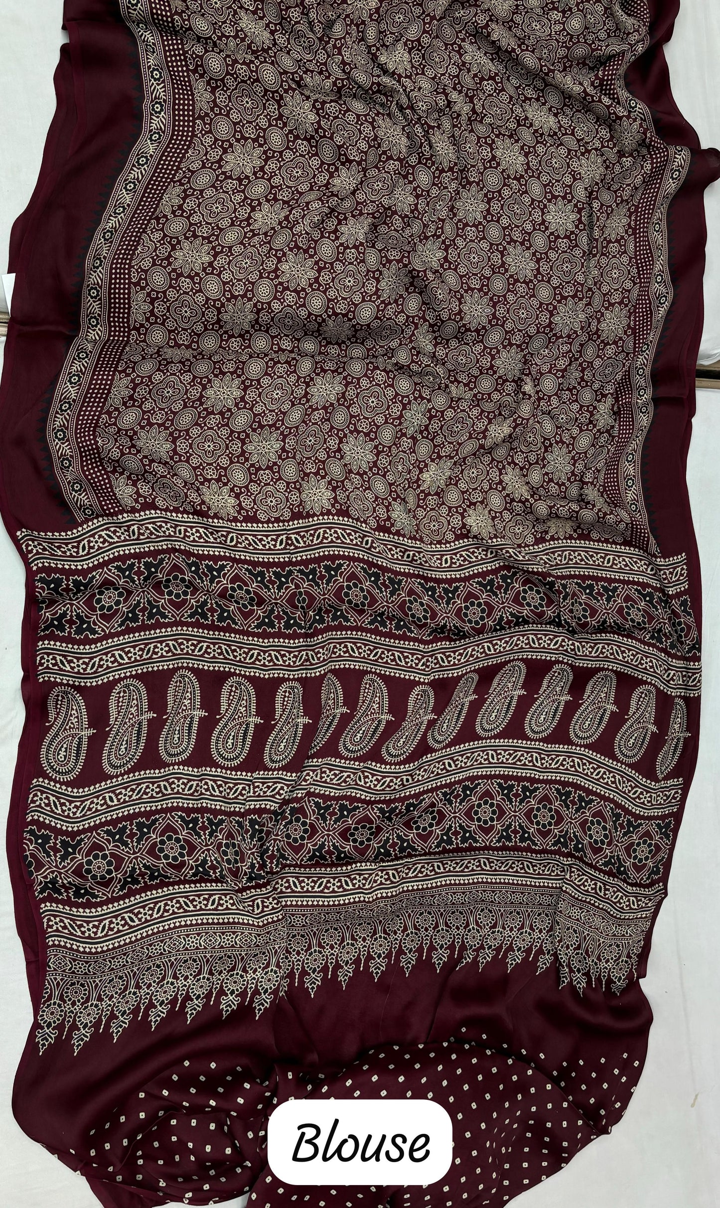 Pure Gajji Silk Saree With Azarkh Print