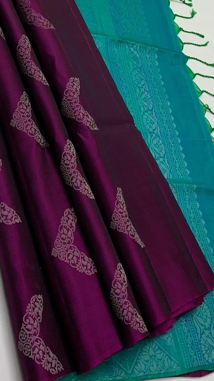 Pure handloom borderless Double warp soft silk sarees collections with self colour contrast Pallu and blouse